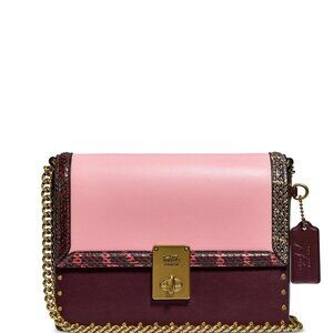 Coach x J.Lo Hutton Shoulder Bag – Snakeskin + Colorblock – Brass/Peony Oxblood